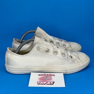 Converse Chuck Taylor All Star Satin White Cream Bridal Sneakers Youth 4.5 WMS 6